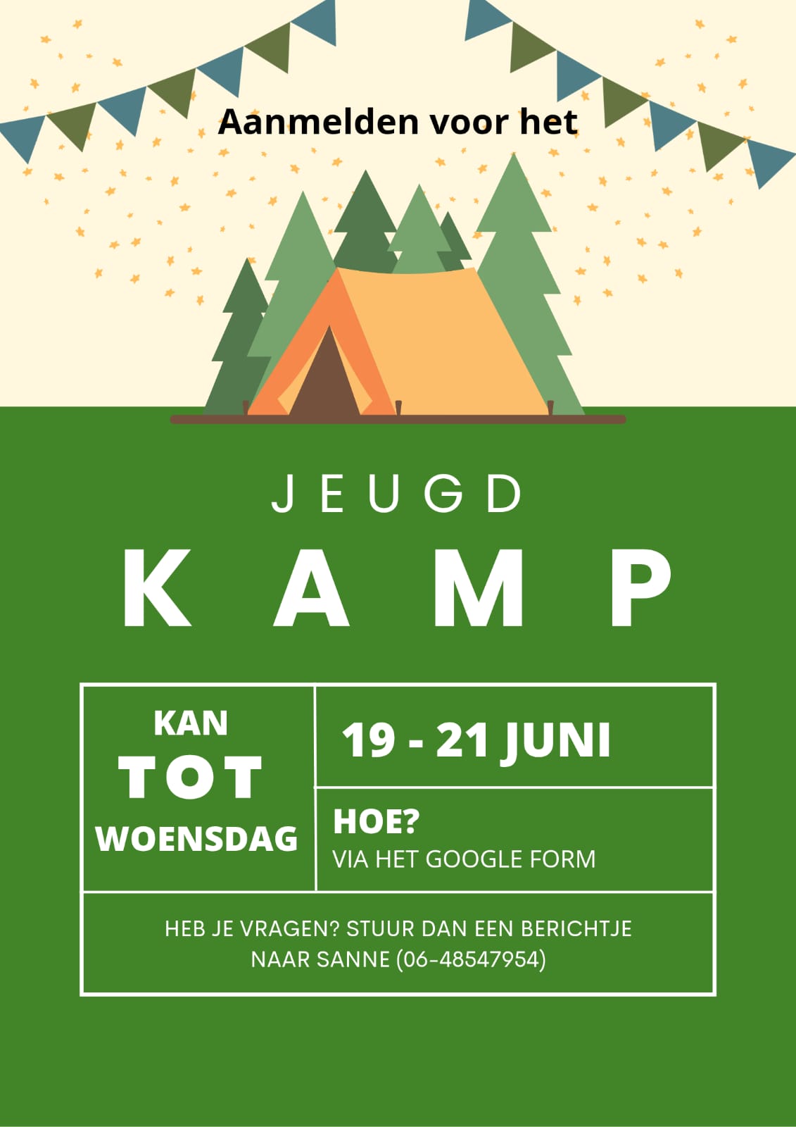 AANMELDEN vanaf nu! Jeugdkamp 19 t/m 21 juni
